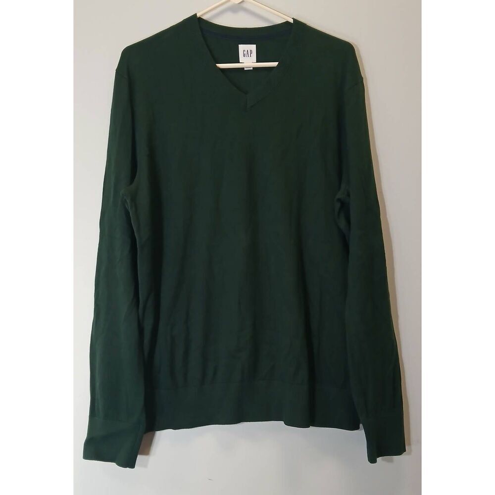 Gap mens large cotton sweater spring summer dark teal green